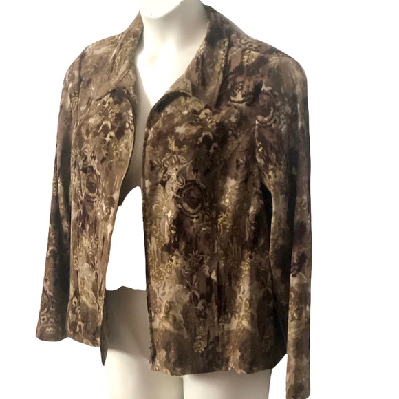 Christopher & Banks Women’s Multi colored browns long sleeve zip up front - Picture 6 of 12